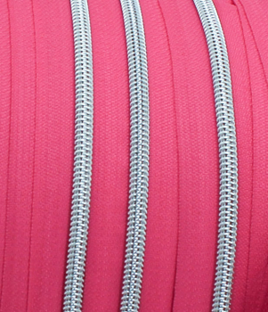 Endlosreißverschluss metallisiert pink/ silber (1m)